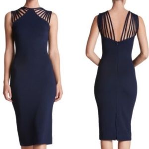 Dress The Population Navy Blue Gwen Strappy Midi Dress Small L